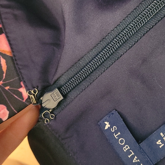 RSVP by Talbots sz 14 fall floral print navy pink lined dress with pockets - Picture 10 of 12